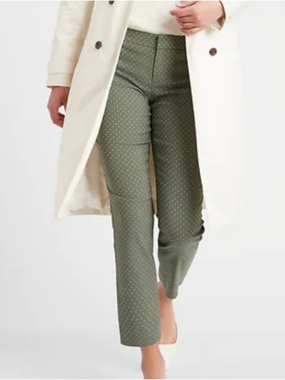 Banana Republic Green Polka Dot Sloan Mid Rise Straight Ankle Pants Stretch Sz 6